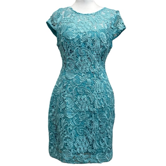 Lipsy London Light Blue Lace Open Back Femme Mini Dress - Picture 1 of 12